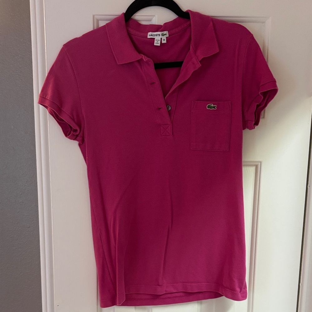 Lacoste Fuchsia Polo Shirt- Size 38/S